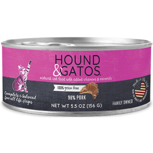 Hound & Gatos 98% Pork Canned Cat Food 5.5oz - 24 Case Hound & Gatos, Pork, Canned, Cat Food, cat, hound, gatos, hound and gatos